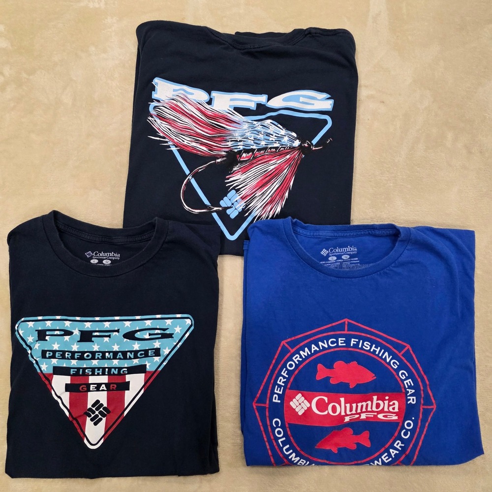 Lot of 3 Columbia PFG Men's Large Graphic T-Shirts Fishing Tees Bundle L
